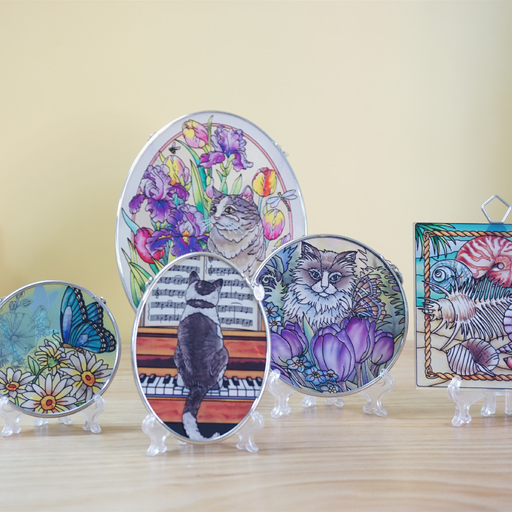 Plastic transparent stand, 3-inch, 4-inch, 5-inch, 8-inch, 10-inch seat and plate display stand, dedicated for glass tags
