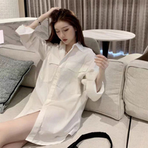 Large size 2021 summer gentle wind stitching square collar apricot shirt Womens fashion trend Korean version loose short-sleeved top