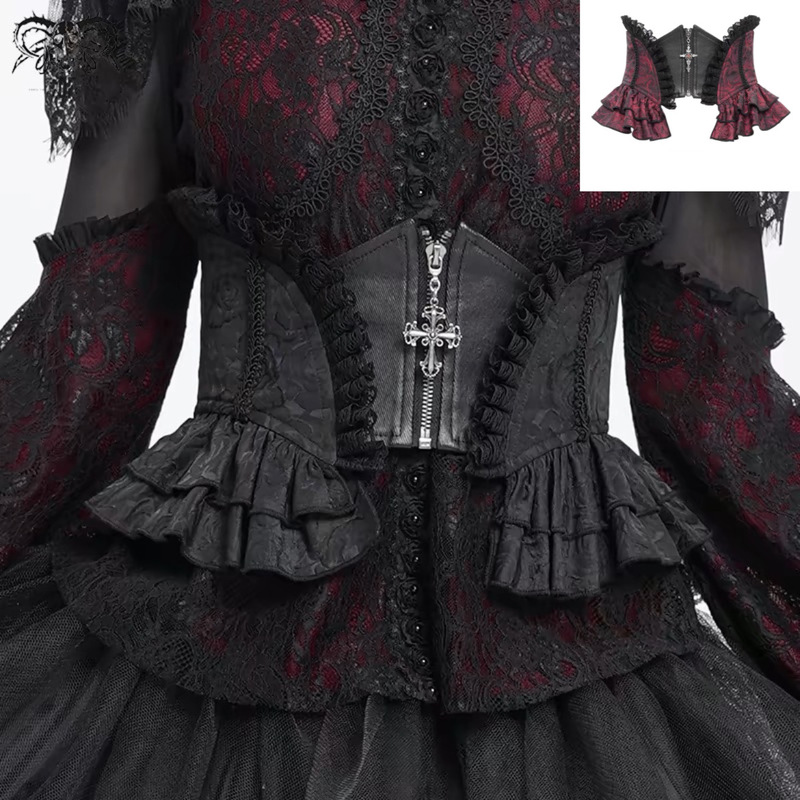 Sponsorship/Devil Fashion Gothic Dark Cross Lace Strap Girdle As20901/02
