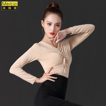 2020 spring and summer Latin dance practice clothes womens new top long-sleeved modal national standard modern dance adult dance clothes