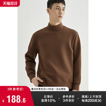 (Storage grid) fixed-woven air layer sweater mens middle collar long-sleeved shirt wear autumn and winter Joker bottom half-height jacket