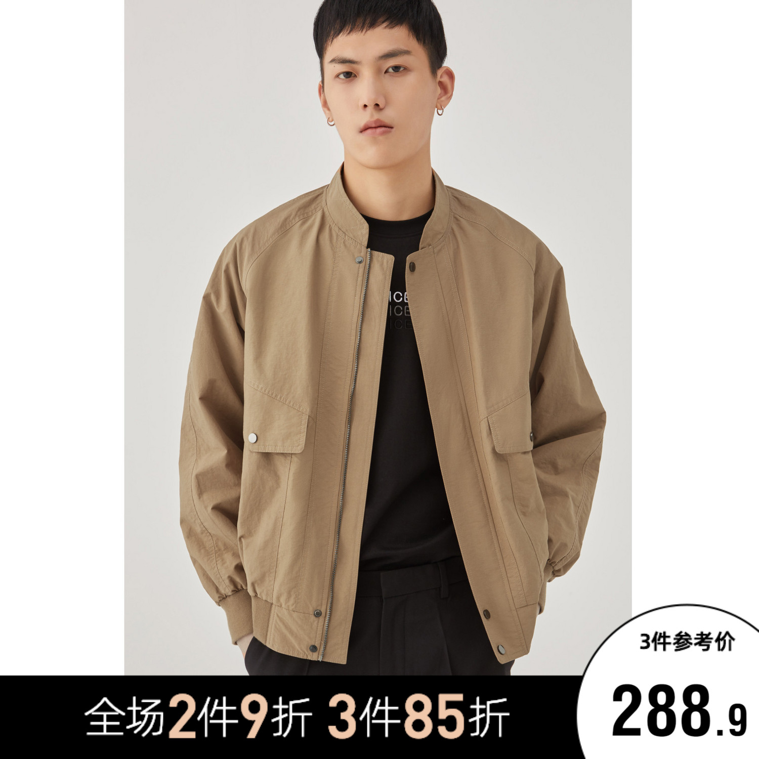 (Storage grid)Bomber jacket men's 2020 spring new Japanese old washed pleated men's tooling jacket