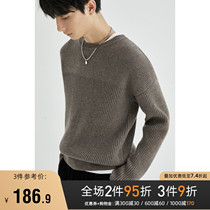 (Chu grid) thick sweater mens autumn and winter round neck ribbed sweater Japanese Tide mens wild sweater