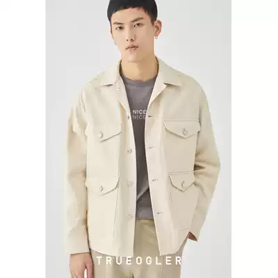 (Storage grid) spring jacket men's lapel collar shoulder multi pocket cotton coat men's 2020 new overalls