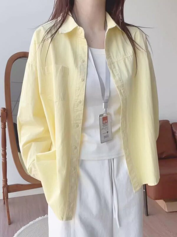 Pmpr 2026 New Style Milk Yellow Pure Cotton Shirt for Women, Summer Layered Loose Shirt Jacket for Sun Protection Pmpr 2026 New Style Milk Yellow Pure Cotton Shirt for Women, Summer Layered Loose Shirt Jacket for Sun Protection