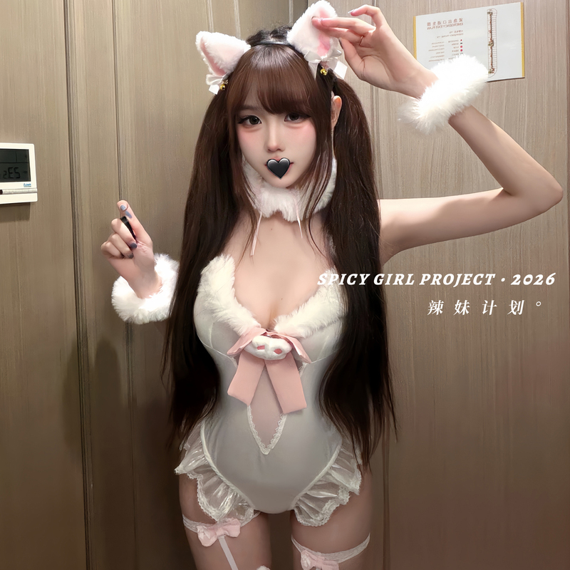 Hot Girl Plan~ Bunny Girl Costume Cute and Sexy White One-Piece Sexy and Playful Uniform Qqny Lingerie Hot Girl Plan~ Bunny Girl Costume Cute and Sexy White One-Piece Sexy and Playful Uniform Qqny Lingerie
