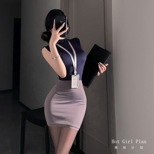 Sexy secretary cosplay pure desire sexy OL female teacher office uniform suit tight hip skirt