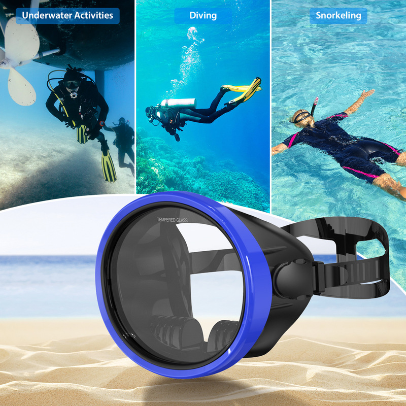Cross-Border High-Definition Diving Goggles, Large Frame, Wide Field of View, Diving Mask, Fisherman's Goggles, Tempered Glass Snorkeling Goggles, Unisex