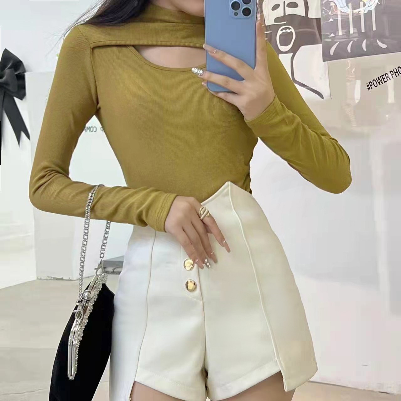 A Rou Slightly Fat Strictly Selected Women's Wear Brushed Plus Velvet High Elastic Bottom Shirt Women's 2021 Winter Fashion Half High Collar