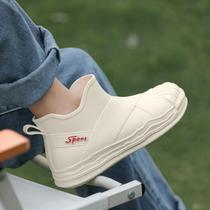 Pull back European and American short-tube rain boots for women waterproof non-slip rain-proof rubber shoes adult water shoes kitchen car wash wear-resistant soft soles