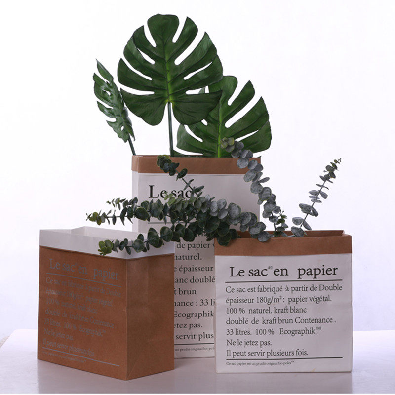 Nordic kraft paper bag in double layer thickening English collector bag simulation turtle back leaf decoration shooting background