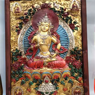 Old Tibetan wooden frame painted Thangka Buddha Statue Vajrasattva Tibetan Buddha Home decoration hanging painting decoration