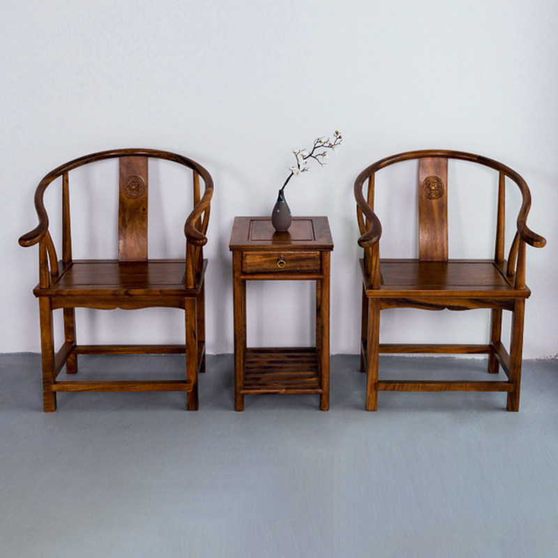 South American walnut wood solid wood chair Three sets of mortise and tenon structure New Chinese style Zen Casual Official Hat Chair Circle Chair 
