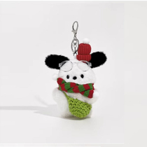 Cute Christmas Pacha Dog Plush Doll with Glasses Hanging New Year Gift Keychain Ornament for Student Girls