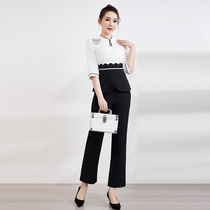 Tang Yue 2022 Spring Summer New Foot Bath Workwear Womens Foot Therapy Shop Wellness Librariate Massage Technician Bangs in Color Suit Middle Sleeve