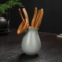 Ruyao tea ceremony six gentlemen set handmade ceramic tea tube tea clip bamboo tea art combination washing Cup spoon tea set accessories
