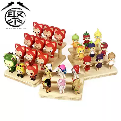 Bubble Mart multi-layer ladder wood grain display stand Jasmine Biqi Pan God Unicorn doll display shelf