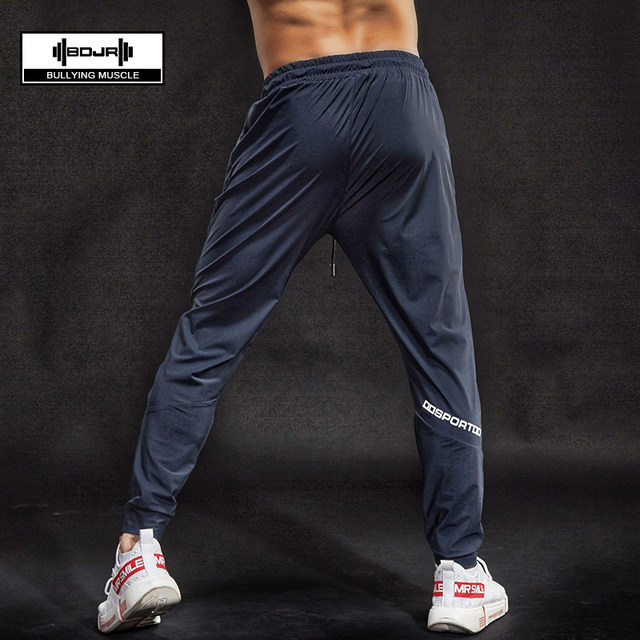 Overbearing muscle fitness pants summer thin men's sports pants running trousers quick-drying pants thin training casual sweatpants