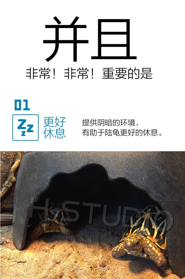 Аксессуары для рептилии 包邮 爬宠陆龟加湿大号/小号爬箱躲避洞 爬虫保湿预防隆背 送瓷盆 H/STUDIO