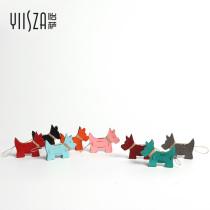 Multi-color puppy material bag Fashion accessories Single dog pendant handmade leather DIY semi-finished products free punching Y047