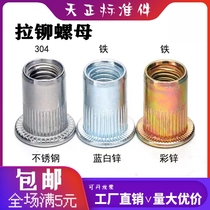 304 stainless steel pull riveting nut flat head column sink head pull riveting inside and outside hexagonal pull riveting M3M4M5M6M810M12