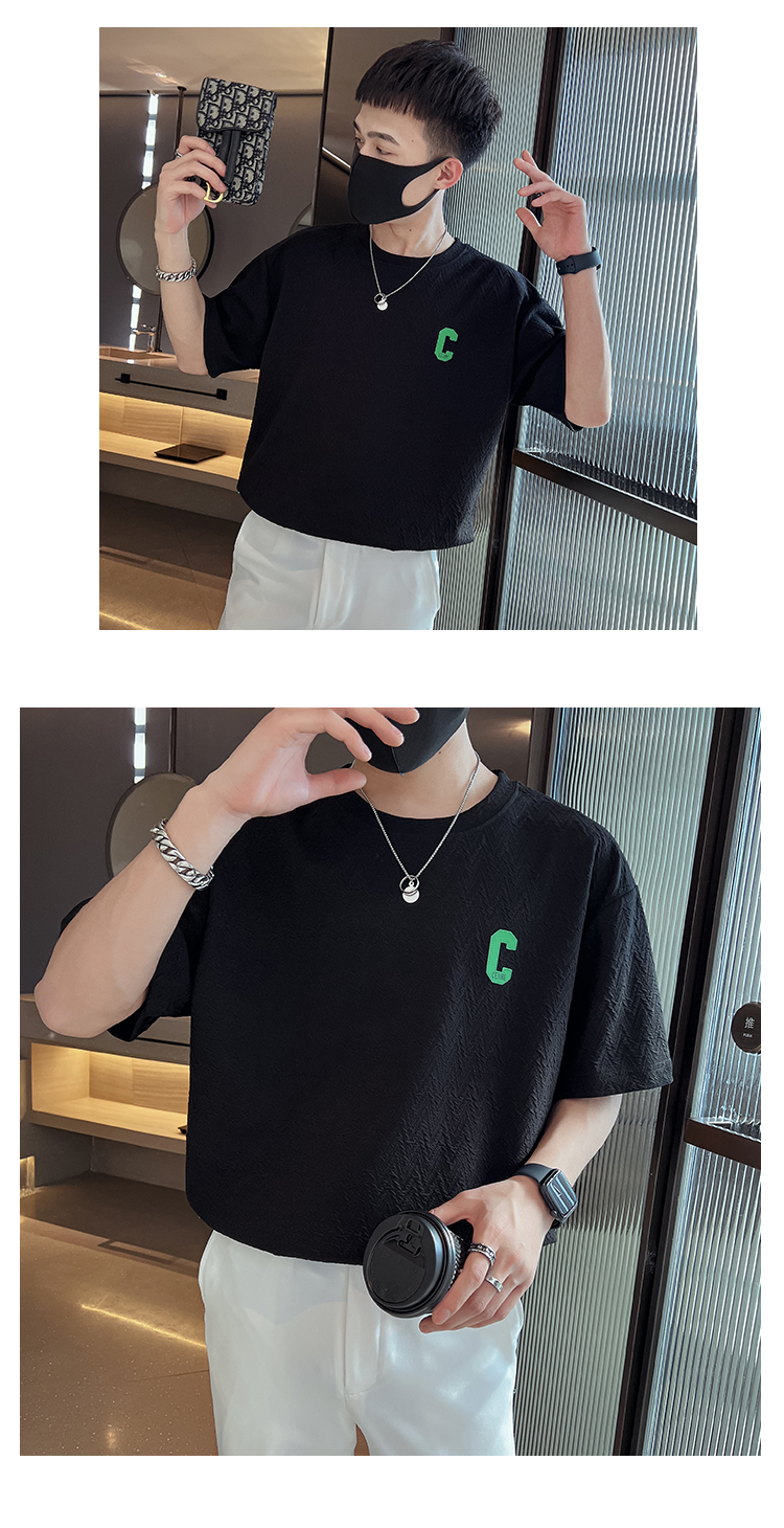 Men's short sleeved for summer, new 2022 Korean version trend, handsome round neck, simple and fashionable T-shirt top_voghion.com
