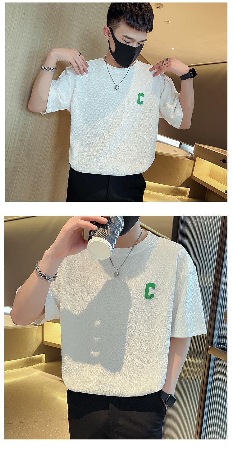 Men's short sleeved for summer, new 2022 Korean version trend, handsome round neck, simple and fashionable T-shirt top_voghion.com