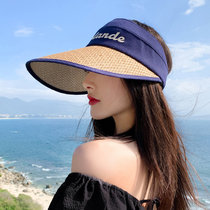 2022 summer hat female outdoor travel empty top straw hat seaside vacation sun protection sun visor breathable sun hat thin