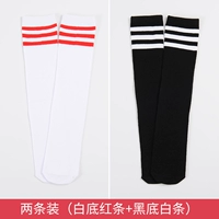 Красная бар+белая полоса [средние чулки]