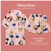 Pajamas womens summer ice silk sexy thin summer short-sleeved two-piece set cute student silk summer homewear set