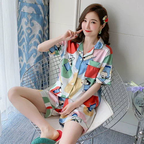 Осенняя шелковая пижама, тонкий летний шелковый комплект, домашняя одежда, 2021 года