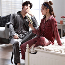 Couple pajamas womens autumn and winter Korean version of long sleeve gold velvet spring autumn men coral velvet winter home wear suit