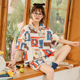 Mùa hè đồ ngủ ngắn tay womens bông Hàn Quốc phiên bản của sinh viên ngọt ngào dễ thương loose cotton mỏng giản dị quần áo nhà mùa hè