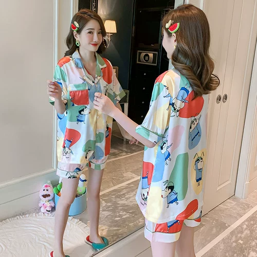 Осенняя шелковая пижама, тонкий летний шелковый комплект, домашняя одежда, 2021 года