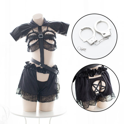 七了个三制服内衣套装镂空女警比基尼套装镂空五芒星胖次少女套装-tmall.com天猫