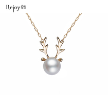 A deer has your necklace female choker 14k golden sea water pearl pendant Christmas necklace for girlfriend gift reindeer