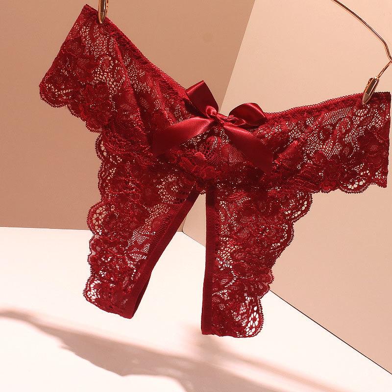 Sexy Women's Panties with Lace, Open Crotch, Cut-Out Design, Tempting, Open Crotch, Easy to Put on and Take Off