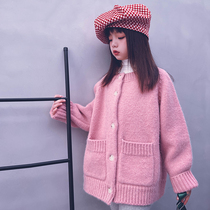 Cold bridesmaids customised female midsize children autumnilds croissauts wool-knitted sweater jacket wire coat thickened stick-needle sweaters parent-child