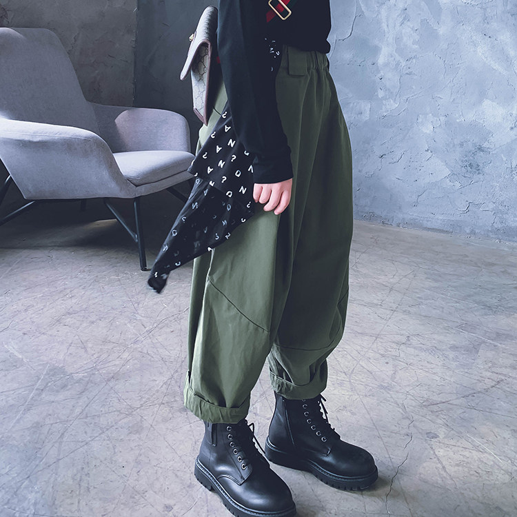 Cold Grand Lady Custom Children's Children Pure Cotton Overalls Long Pants Street Dance Performance Casual 100 Hitch Pants Parent-child