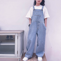 Cold Grand Lady customised male girl pure cotton denim back with pants 100 lap conjoined childrens pants parent-child