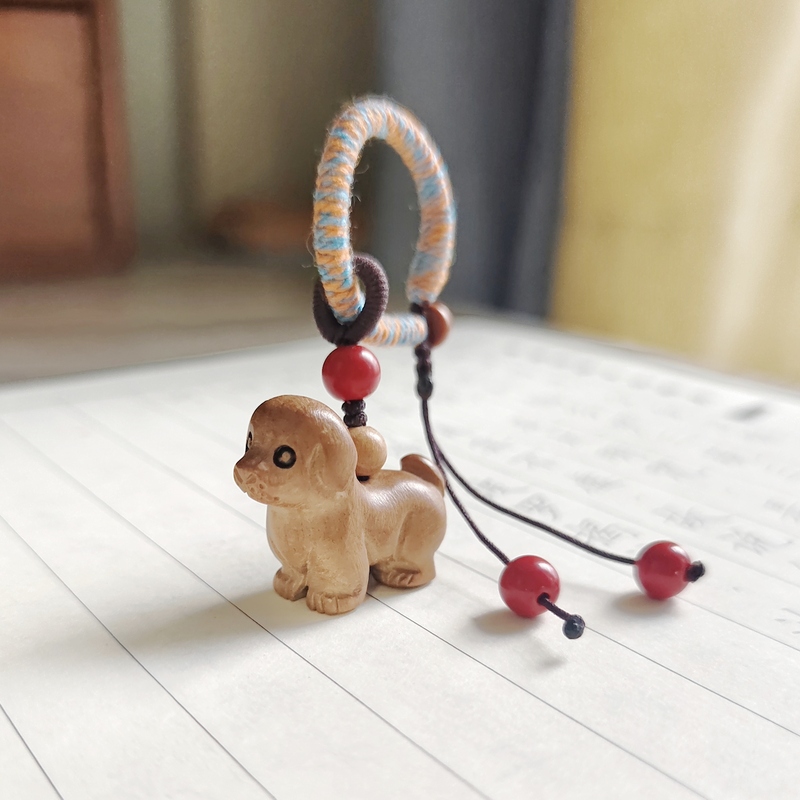 Peach Wood Puppy Keychain Pendant, Calming and Courage-Boosting, Phone Chain, Zodiac Year Protective Amulet, Rope Pendant for Men and Women, Exquisite Ornament Peach Wood Puppy Keychain Pendant, Calming and Courage-Boosting, Phone Chain, Zodiac Year Protective Amulet, Rope Pendant for Men and Women, Exquisite Ornament