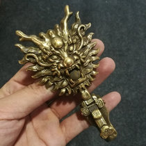 Antique groceries antique Republic of China dragon head copper buckle belt chain keychain waist buckle mens money lucky beast waist hanging pure copper