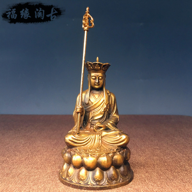 Antiquity pure copper, Jiuhua Mountain Tibetan Buddha statue home to brass household area Tibetan bodhisattva piece of bronze statue