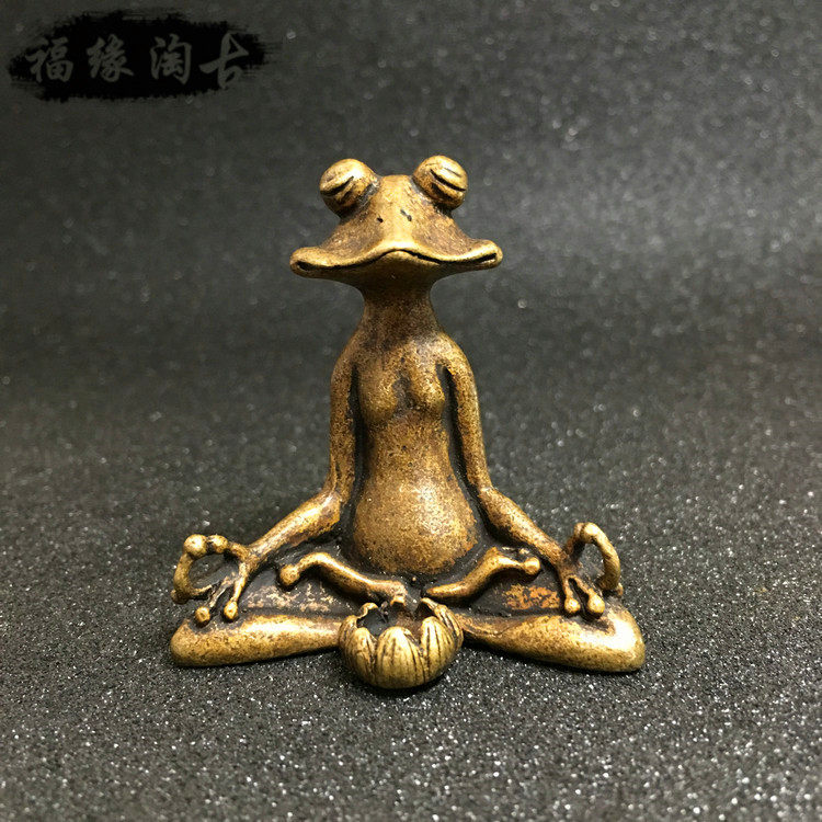 Pure copper sitting Zen frog fragrant inserts Tea darling tea Tea Art Tea Dao Iron Pot lid Antique Bronze Ware Ancient Play Collection