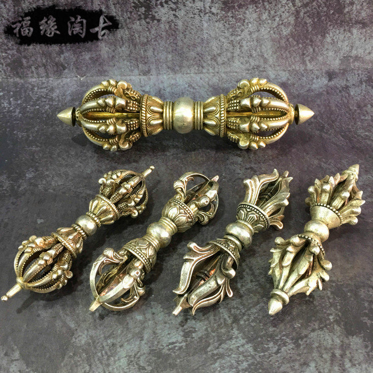 Pure copper White Copper vajra Tibetan Buddhist supplies Five shares nine shares drop magic pestle Pestle Pupa Pestle Tantric old bag pulp