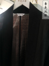 Старинное пальто 飞机衫 帝尧汉服 黑色天丝暗纹宋制飞机袖直领对襟短衫传统日常女