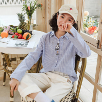  Girls  shirts spring and autumn middle and large children 2021 new Western style middle and large children long-sleeved college style net red lapel shirt tide