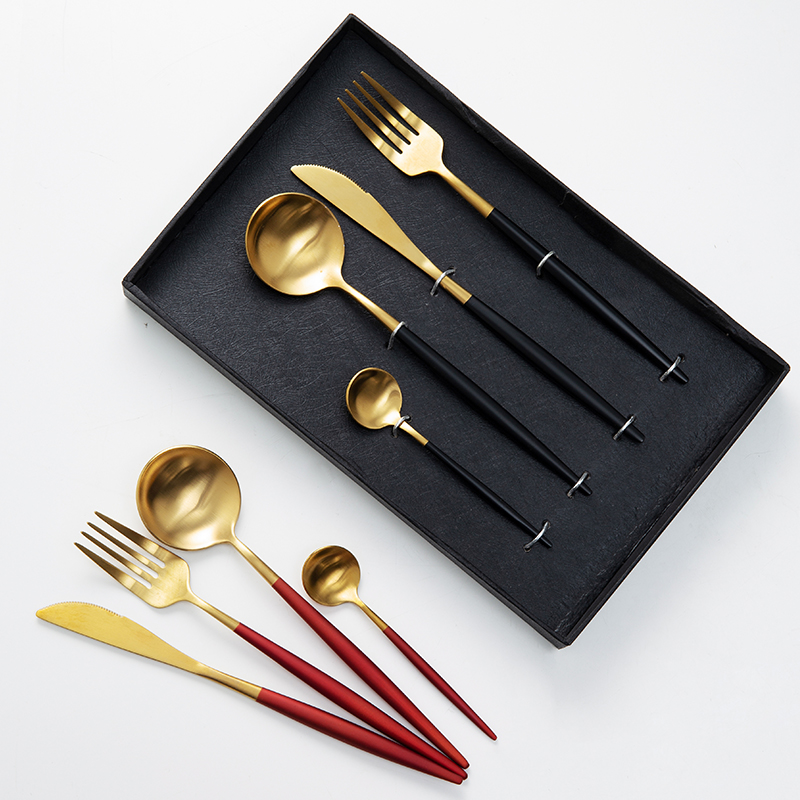 Milap Wind Things 304 Stainless Steel Western Dining Knife Fork Spoon Suit Home Cream Knife Steak Cutlery Cutlery 4 Pieces Gift Box Dress