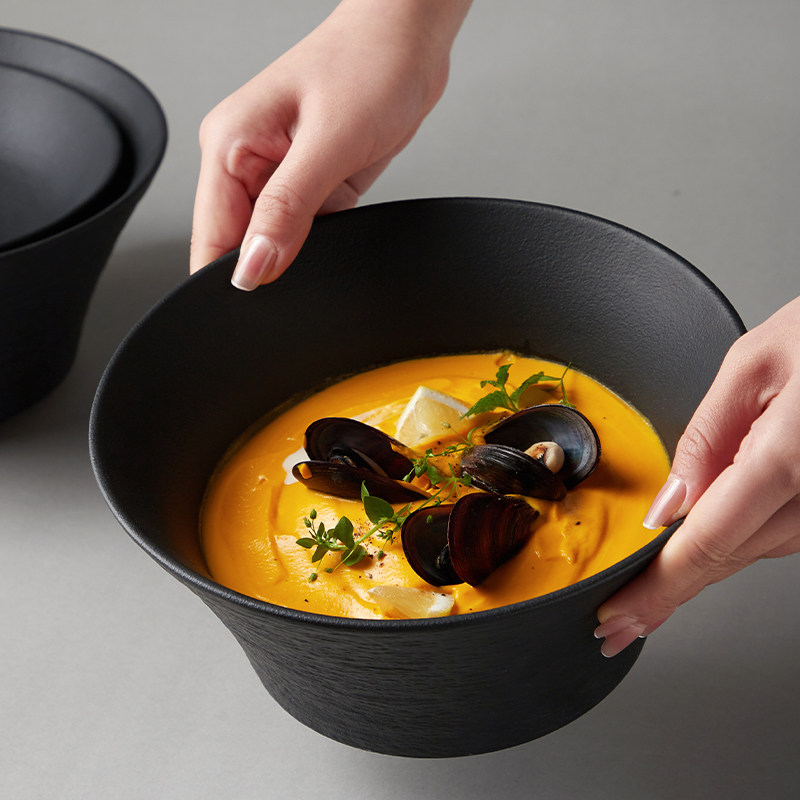 Mili Feng Bowl Black and White Pure Sense Soup Bowl for the new ceramic large dark soup bowl for the light luxury soup pot