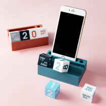 Mi Lifeng Things Ins Nordic Creative Desktop Calendar Shelf Perpetual versatile calendar pendulum with mobile phone holder